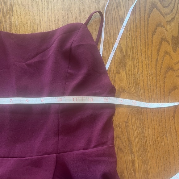 NWT Lulu’s Maroon Deep Red Spaghetti Strap Cross Back Long Formal Gown Side Slit - Picture 6 of 9